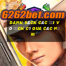 danh sách các đội vô địch c1 qua các năm